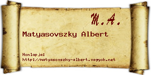 Matyasovszky Albert névjegykártya